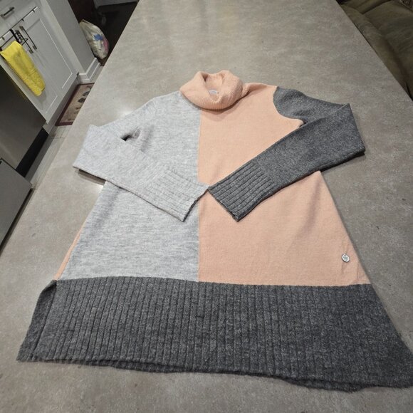 POINT ZERO Women's Color Block Turtleneck Long Sleeves Sweater - Grey/Pink P/S - Picture 3 of 13